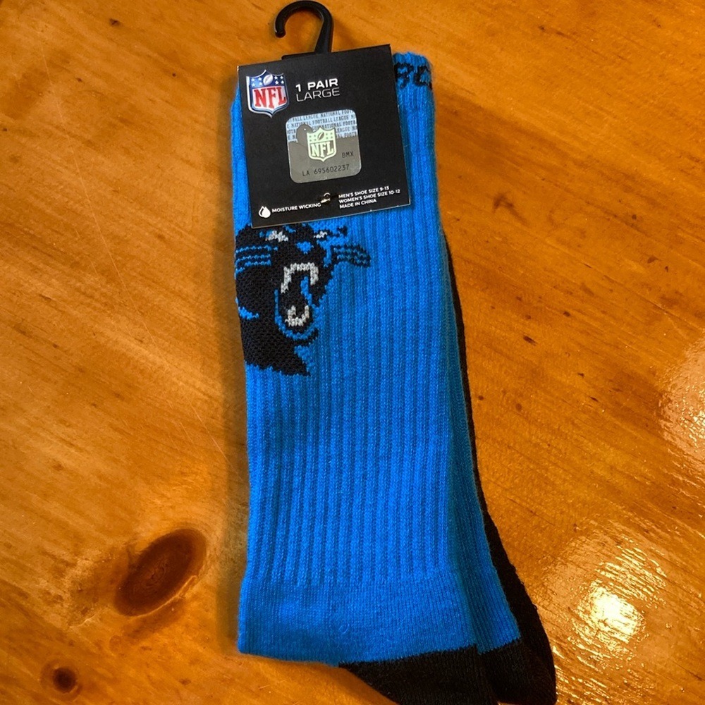 NFL Carolina Panthers Athleisure‎ Sporty Sport Crew Socks Mens Large NWT